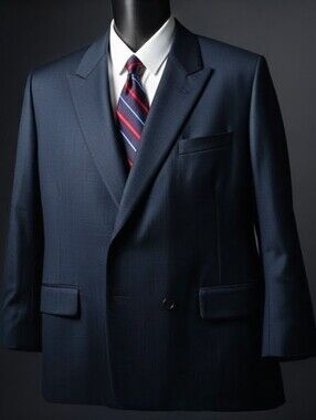 BIJAN Men's Double-Breasted Blazer in Navy